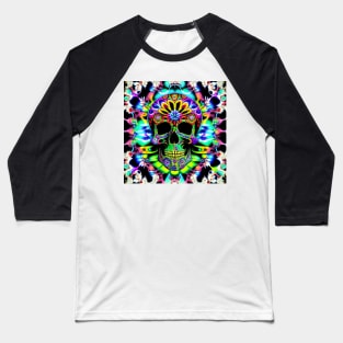 Skull Tie Dye Psychedelic Trippy Rainbow Festival Hippie Neon Baseball T-Shirt